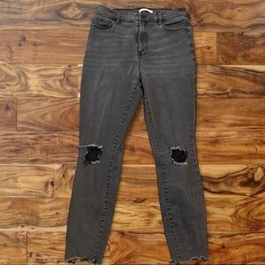 PacSun Gray/Black Ripped Knee Skinny Jeans